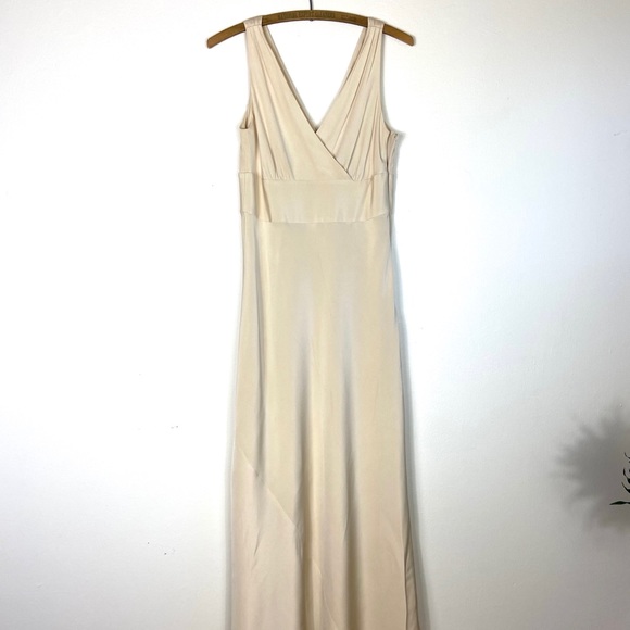 J.Crew Champagne Silk Vneck Sophia dress 8P - Picture 8 of 15